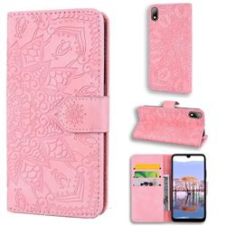 Retro Embossing Mandala Flower Leather Wallet Case for Huawei Y5 (2019) - Pink
