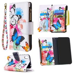 Vivid Flying Butterflies Binfen Color BF03 Retro Zipper Leather Wallet Phone Case for Huawei Y5 (2019)