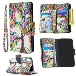 The Tree of Life Binfen Color BF03 Retro Zipper Leather Wallet Phone Case for Huawei Y5 (2019)