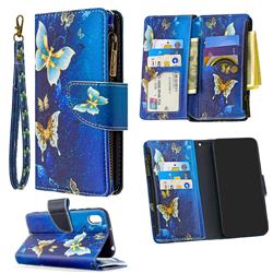 Golden Butterflies Binfen Color BF03 Retro Zipper Leather Wallet Phone Case for Huawei Y5 (2019)