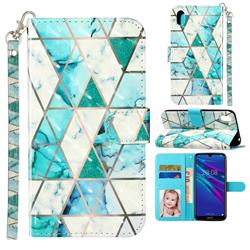 Stitching Marble 3D Leather Phone Holster Wallet Case for Huawei Y5 (2019)
