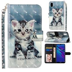 Kitten Cat 3D Leather Phone Holster Wallet Case for Huawei Y5 (2019)