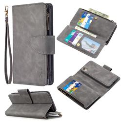 Binfen Color BF02 Sensory Buckle Zipper Multifunction Leather Phone Wallet for Huawei Y5 (2019) - Gray