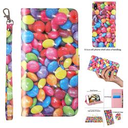 Colorful Jelly Beans 3D Painted Leather Wallet Case for Huawei Y5 (2019)