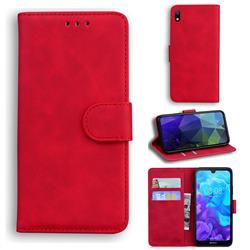 Retro Classic Skin Feel Leather Wallet Phone Case for Huawei Y5 (2019) - Red