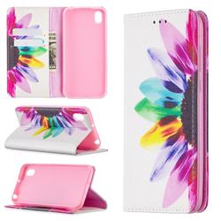 Sun Flower Slim Magnetic Attraction Wallet Flip Cover for Huawei Y5 (2019)