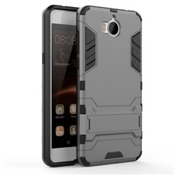 Armor Premium Tactical Grip Kickstand Shockproof Dual Layer Rugged Hard Cover for Huawei Y5 (2017) - Gray