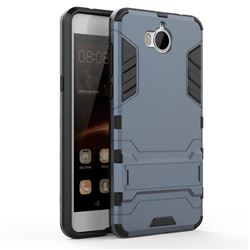 Armor Premium Tactical Grip Kickstand Shockproof Dual Layer Rugged Hard Cover for Huawei Y5 (2017) - Navy