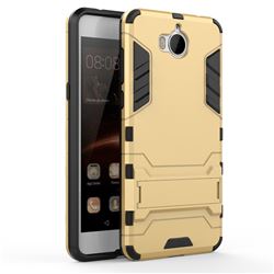 Armor Premium Tactical Grip Kickstand Shockproof Dual Layer Rugged Hard Cover for Huawei Y5 (2017) - Golden