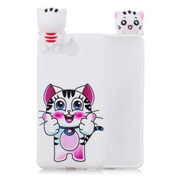 Cute Pink Kitten Soft 3D Climbing Doll Soft Case for Huawei Y5 (2017)