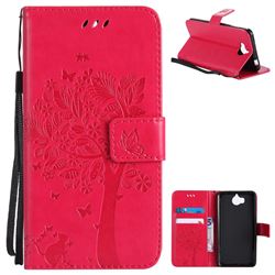 Embossing Butterfly Tree Leather Wallet Case for Huawei Y5 (2017) - Rose