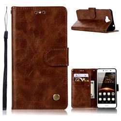 Luxury Retro Leather Wallet Case for Huawei Y5 (2017) - Brown