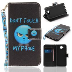 Not Touch My Phone Hand Strap Leather Wallet Case for Huawei Y5 (2017)