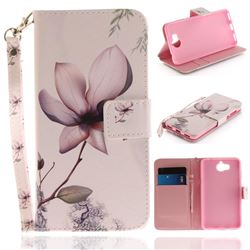 Magnolia Flower Hand Strap Leather Wallet Case for Huawei Y5 (2017)