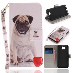 Pug Dog Hand Strap Leather Wallet Case for Huawei Y5 (2017)