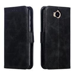 Retro Classic Calf Pattern Leather Wallet Phone Case for Huawei Y5 (2017) - Black