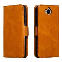 Retro Classic Calf Pattern Leather Wallet Phone Case for Huawei Y5 (2017) - Yellow