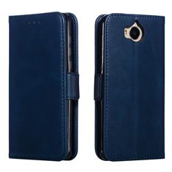 Retro Classic Calf Pattern Leather Wallet Phone Case for Huawei Y5 (2017) - Blue
