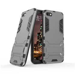 Armor Premium Tactical Grip Kickstand Shockproof Dual Layer Rugged Hard Cover for Huawei Y5 Prime 2018 (Y5 2018 / Y5 Lite 2018) - Gray
