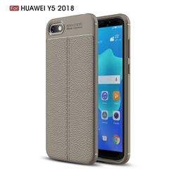 Luxury Auto Focus Litchi Texture Silicone TPU Back Cover for Huawei Y5 Prime 2018 (Y5 2018 / Y5 Lite 2018) - Gray