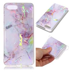 Pink Purple Marble Pattern Bright Color Laser Soft TPU Case for Huawei Y5 Prime 2018 (Y5 2018 / Y5 Lite 2018)