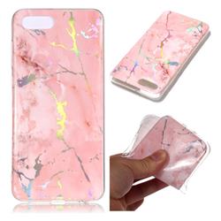 Powder Pink Marble Pattern Bright Color Laser Soft TPU Case for Huawei Y5 Prime 2018 (Y5 2018 / Y5 Lite 2018)
