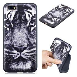 White Tiger 3D Embossed Relief Black TPU Cell Phone Back Cover for Huawei Y5 Prime 2018 (Y5 2018 / Y5 Lite 2018)