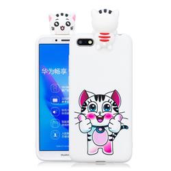 Cute Pink Kitten Soft 3D Climbing Doll Soft Case for Huawei Y5 Prime 2018 (Y5 2018 / Y5 Lite 2018)