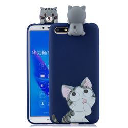 Big Face Cat Soft 3D Climbing Doll Soft Case for Huawei Y5 Prime 2018 (Y5 2018 / Y5 Lite 2018)