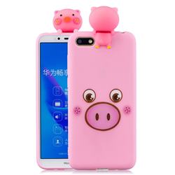 Small Pink Pig Soft 3D Climbing Doll Soft Case for Huawei Y5 Prime 2018 (Y5 2018 / Y5 Lite 2018)
