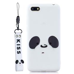White Feather Panda Soft Kiss Candy Hand Strap Silicone Case for Huawei Y5 Prime 2018 (Y5 2018 / Y5 Lite 2018)