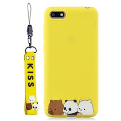 Yellow Bear Family Soft Kiss Candy Hand Strap Silicone Case for Huawei Y5 Prime 2018 (Y5 2018 / Y5 Lite 2018)
