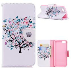 Colorful Tree Leather Wallet Case for Huawei Y5 Prime 2018 (Y5 2018 / Y5 Lite 2018)
