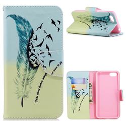 Feather Bird Leather Wallet Case for Huawei Y5 Prime 2018 (Y5 2018 / Y5 Lite 2018)