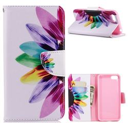 Seven-color Flowers Leather Wallet Case for Huawei Y5 Prime 2018 (Y5 2018 / Y5 Lite 2018)