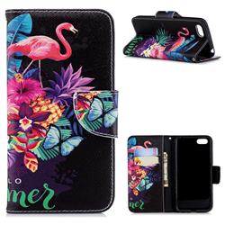 Flowers Flamingos Leather Wallet Case for Huawei Y5 Prime 2018 (Y5 2018 / Y5 Lite 2018)