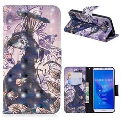 Purple Peacock 3D Painted Leather Wallet Phone Case for Huawei Y5 Prime 2018 (Y5 2018 / Y5 Lite 2018)