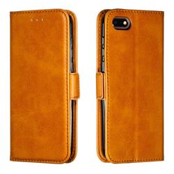 Retro Classic Calf Pattern Leather Wallet Phone Case for Huawei Y5 Prime 2018 (Y5 2018 / Y5 Lite 2018) - Yellow