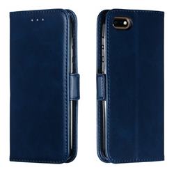 Retro Classic Calf Pattern Leather Wallet Phone Case for Huawei Y5 Prime 2018 (Y5 2018 / Y5 Lite 2018) - Blue