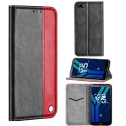 Classic Business Ultra Slim Magnetic Sucking Stitching Flip Cover for Huawei Y5 Prime 2018 (Y5 2018 / Y5 Lite 2018) - Red