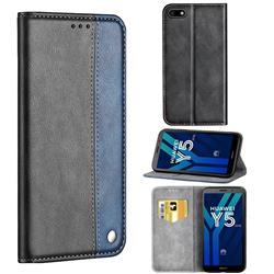 Classic Business Ultra Slim Magnetic Sucking Stitching Flip Cover for Huawei Y5 Prime 2018 (Y5 2018 / Y5 Lite 2018) - Blue