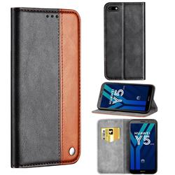 Classic Business Ultra Slim Magnetic Sucking Stitching Flip Cover for Huawei Y5 Prime 2018 (Y5 2018 / Y5 Lite 2018) - Brown