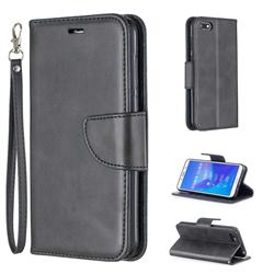 Classic Sheepskin PU Leather Phone Wallet Case for Huawei Y5 Prime 2018 (Y5 2018 / Y5 Lite 2018) - Black