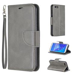 Classic Sheepskin PU Leather Phone Wallet Case for Huawei Y5 Prime 2018 (Y5 2018 / Y5 Lite 2018) - Gray