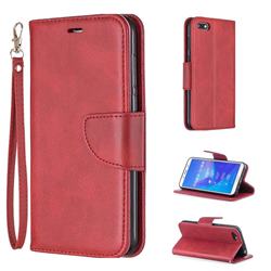 Classic Sheepskin PU Leather Phone Wallet Case for Huawei Y5 Prime 2018 (Y5 2018 / Y5 Lite 2018) - Red