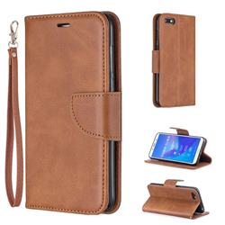 Classic Sheepskin PU Leather Phone Wallet Case for Huawei Y5 Prime 2018 (Y5 2018 / Y5 Lite 2018) - Brown