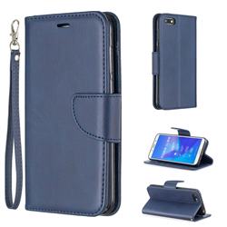 Classic Sheepskin PU Leather Phone Wallet Case for Huawei Y5 Prime 2018 (Y5 2018 / Y5 Lite 2018) - Blue