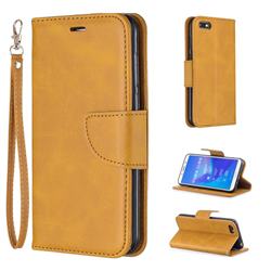 Classic Sheepskin PU Leather Phone Wallet Case for Huawei Y5 Prime 2018 (Y5 2018 / Y5 Lite 2018) - Yellow