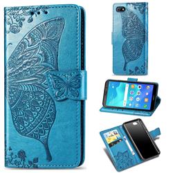 Embossing Mandala Flower Butterfly Leather Wallet Case for Huawei Y5 Prime 2018 (Y5 2018 / Y5 Lite 2018) - Blue
