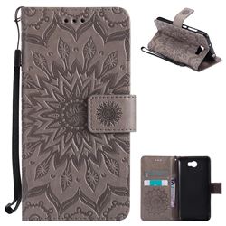 Embossing Sunflower Leather Wallet Case for Huawei Y5II Y5 2 Honor5 Honor Play 5 - Gray